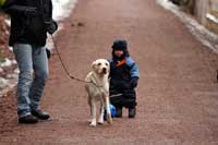 Hugo och Axel på promenad