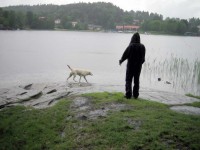 Hugo och fi@ vid vattenbrynet